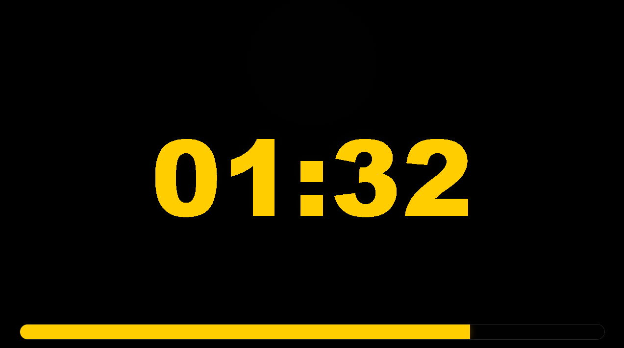 SpeechTime Stage showing a yellow warning countdown with a progress bar.